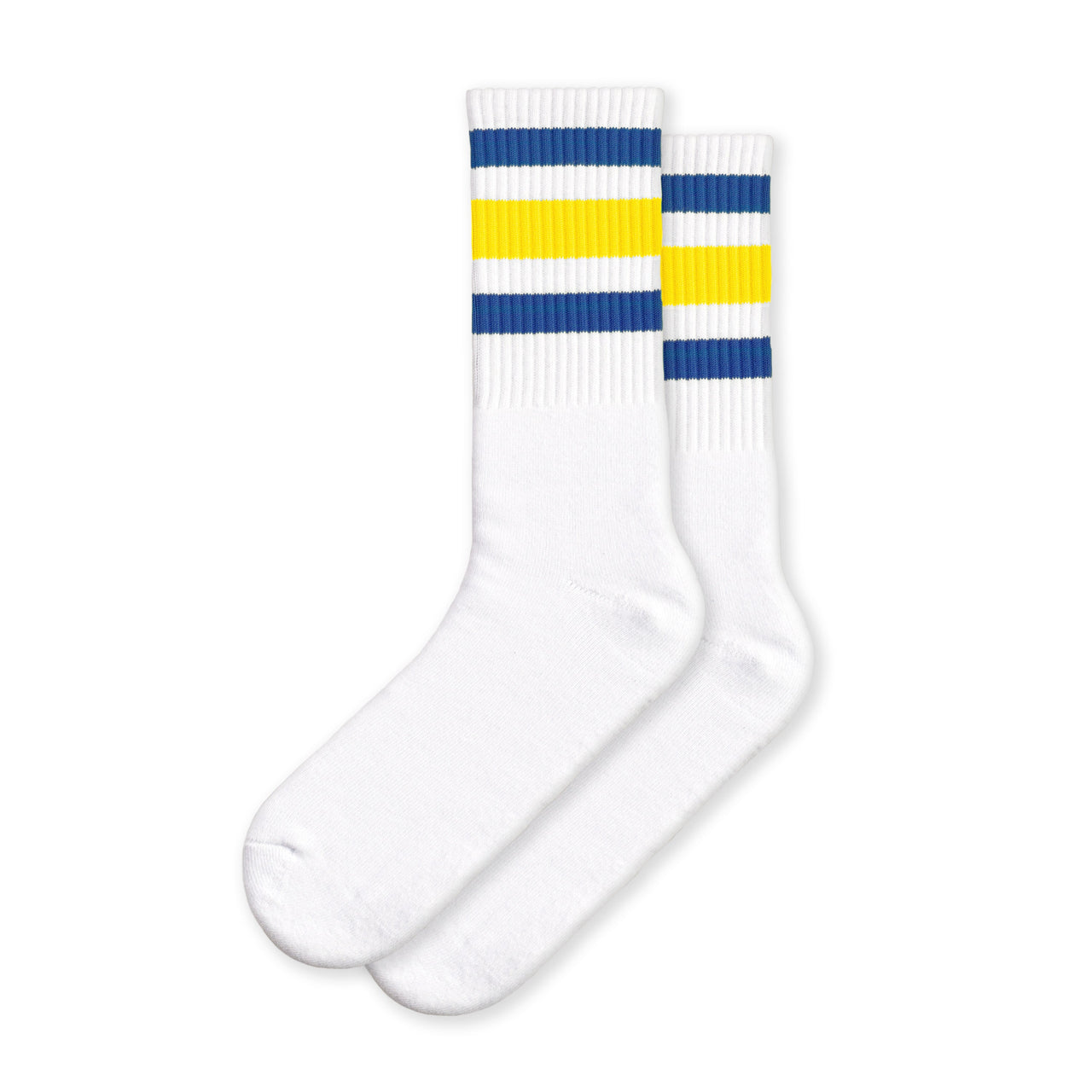 White w/ royal & yellow stripes