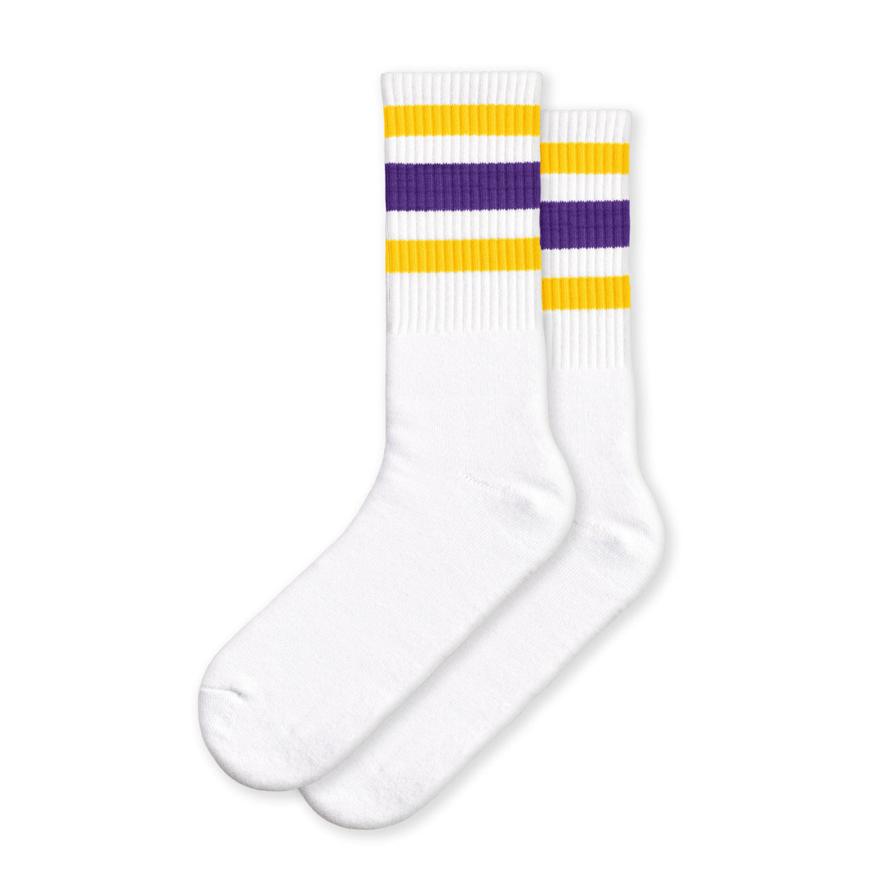 White w/ gold & purple stripes