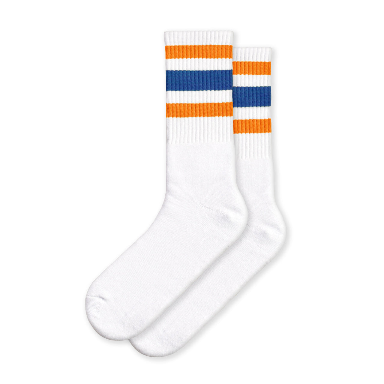 White w/ orange & royal stripes