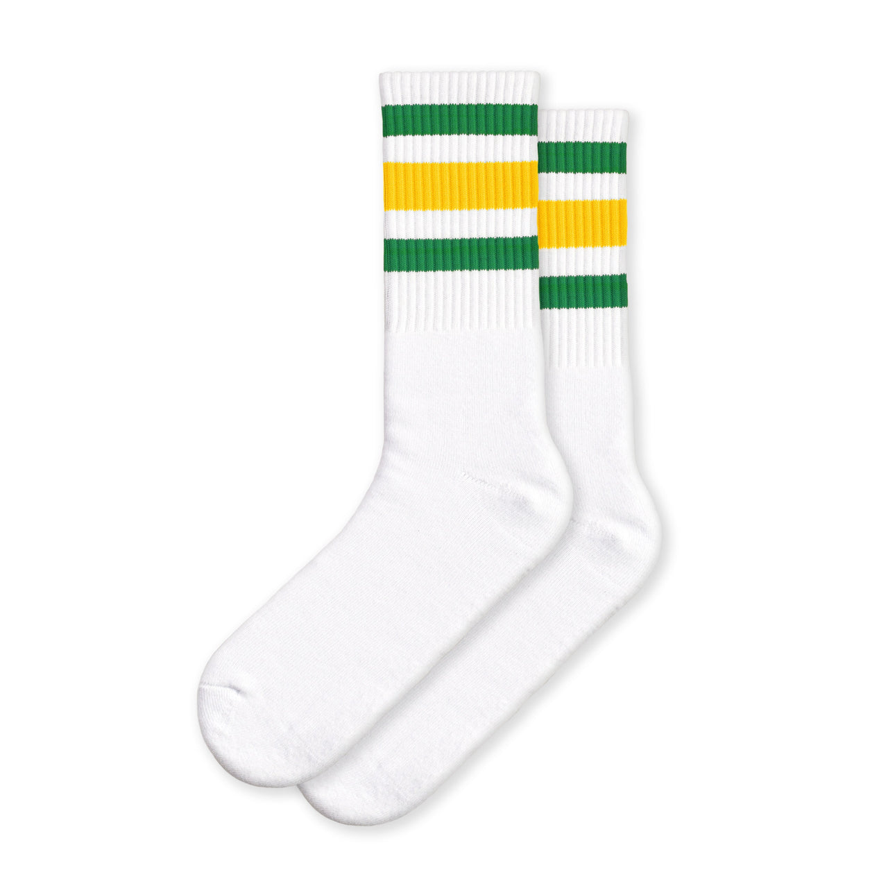 White w/ green & gold stripes